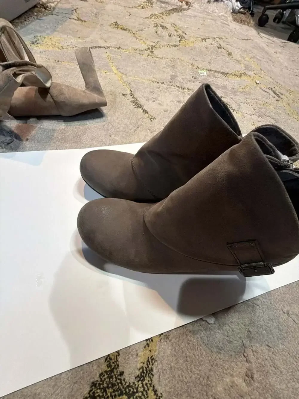 Cute Grey Boots - Ankle Boots - Wedge Boots - Booties - -